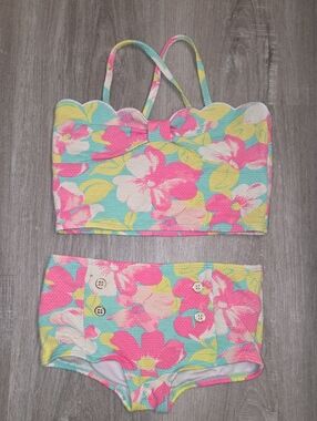 Janie and Jack Pastel Floral Scalloped Bikini Set